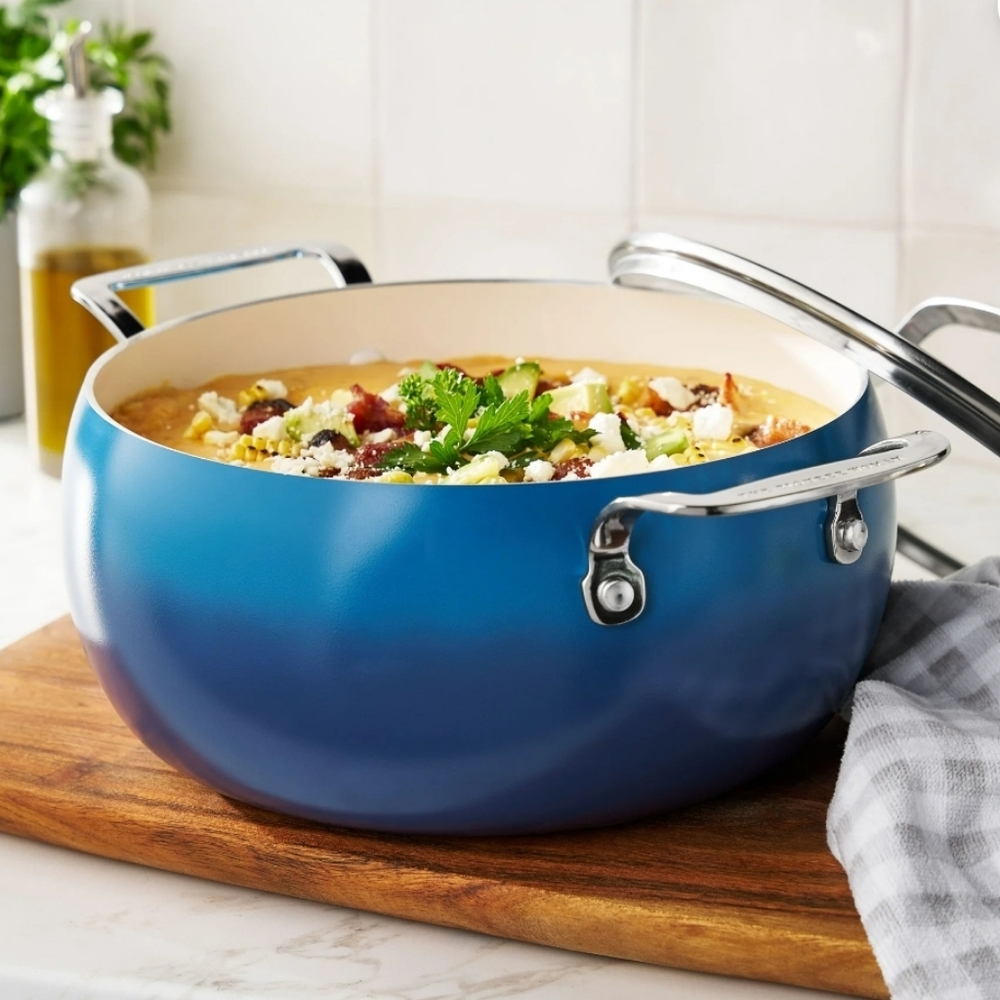 💜 New Pioneer Woman Blue Harlow  Denim Non-Stick Dutch Oven